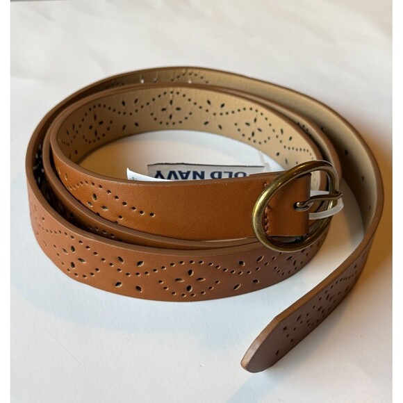 NEW Old Navy Women's Laser Cut Faux-Leather Belt Brown Size 2X-3X - Picture 2 of 11